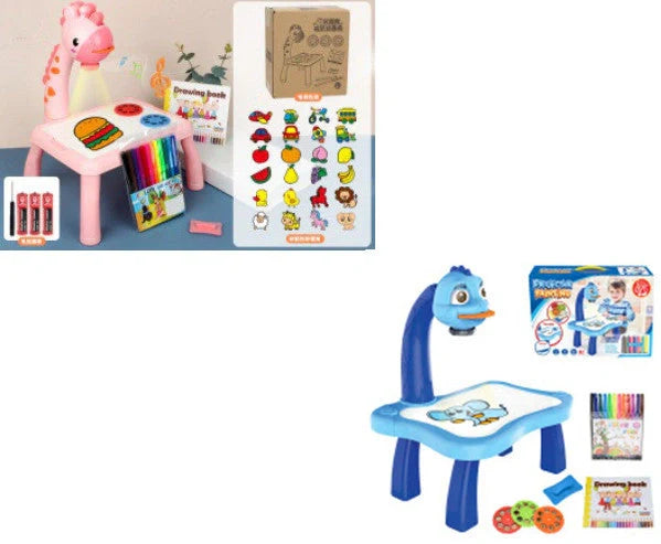 Children's Projection Drawing Board Doodle with music function and magnetic artboard in blue and pink