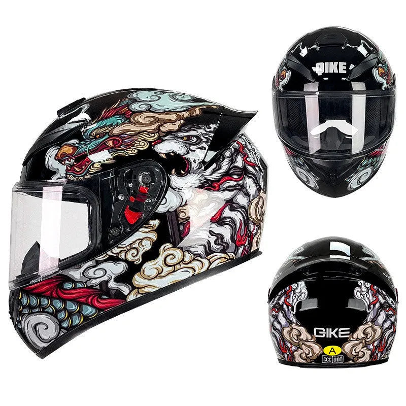 ABS motorcycle helmet in Dragon colour showing size options S, M, L, XL, 2XL, 3XL for commuting riders