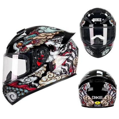 ABS motorcycle helmet in Dragon colour showing size options S, M, L, XL, 2XL, 3XL for commuting riders