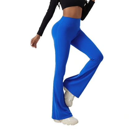 High waisted hip lift and wide leg fitness pants in various colors, perfect for workouts and casual wear.