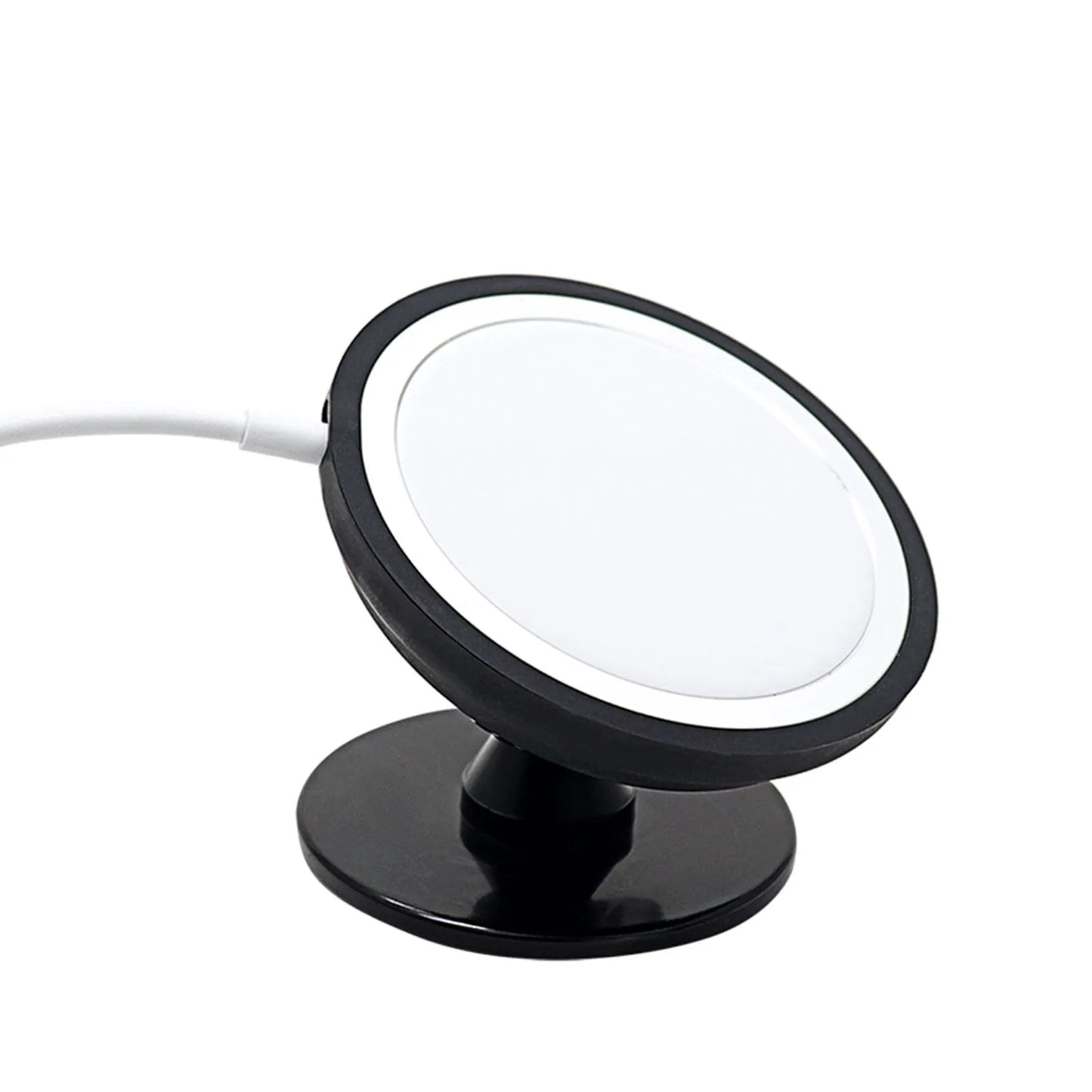 Black magnetic car phone holder showing both air vent mount and base dashboard mount options