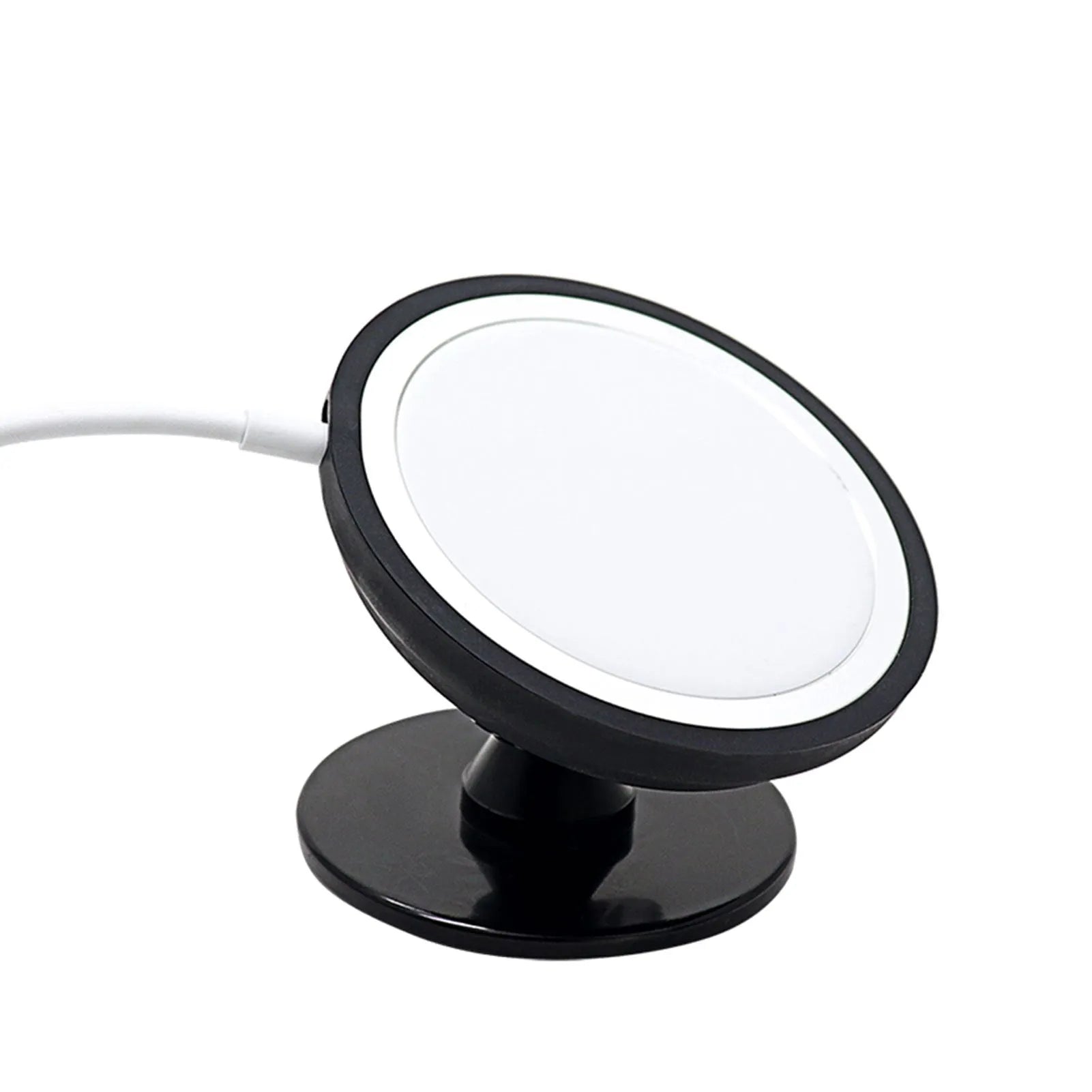 Black magnetic car phone holder showing both air vent mount and base dashboard mount options