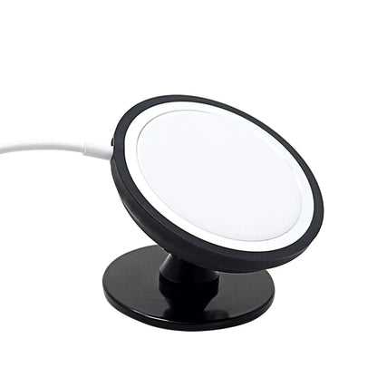 Black magnetic car phone holder showing both air vent mount and base dashboard mount options