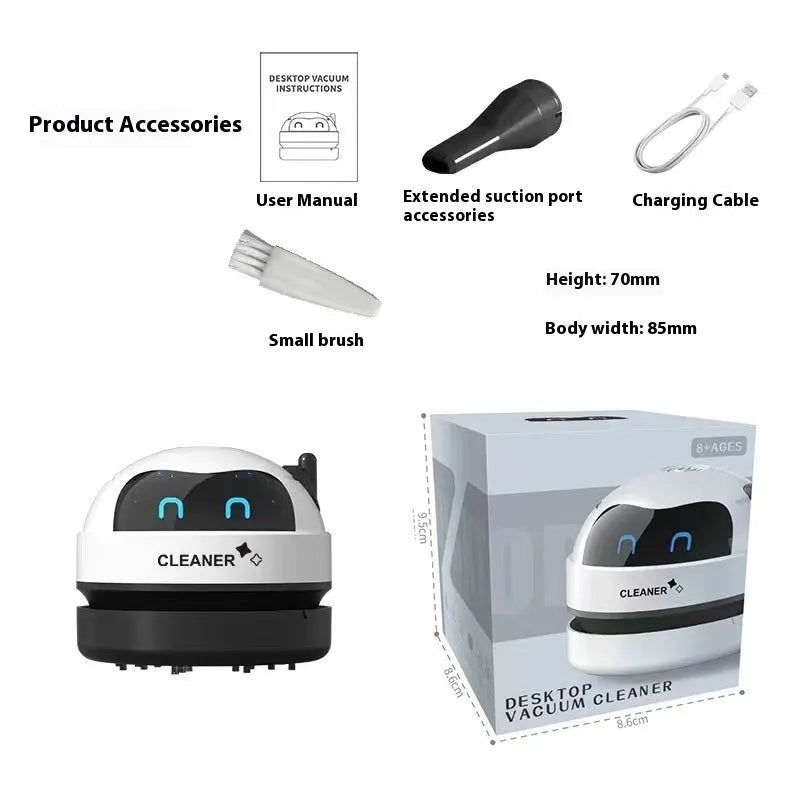 USB-powered handheld desktop vacuum cleaner in blue colour cleaning computer keyboard