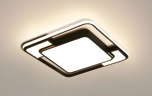 White square LED ceiling lamp with a modern design for bedroom or living room lighting