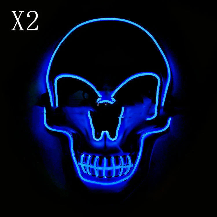 A bone-chilling LED-illuminated skull Halloween mask with adjustable lighting modes for spooky holiday fun