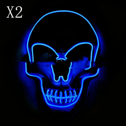 A bone-chilling LED-illuminated skull Halloween mask with adjustable lighting modes for spooky holiday fun