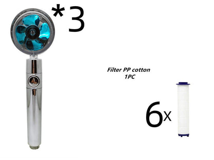 High-Pressure Handheld Shower Head with Turbo Propeller and Cotton Filter for Luxurious Spa-Like Shower Experience
