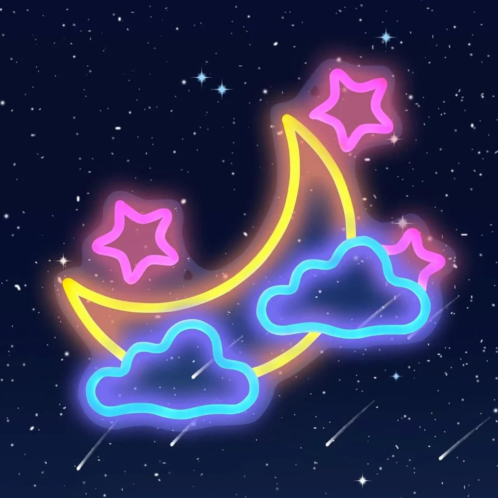 Hanging LED neon wall light in PVC, USB powered, sizes 100-600mm for home decor