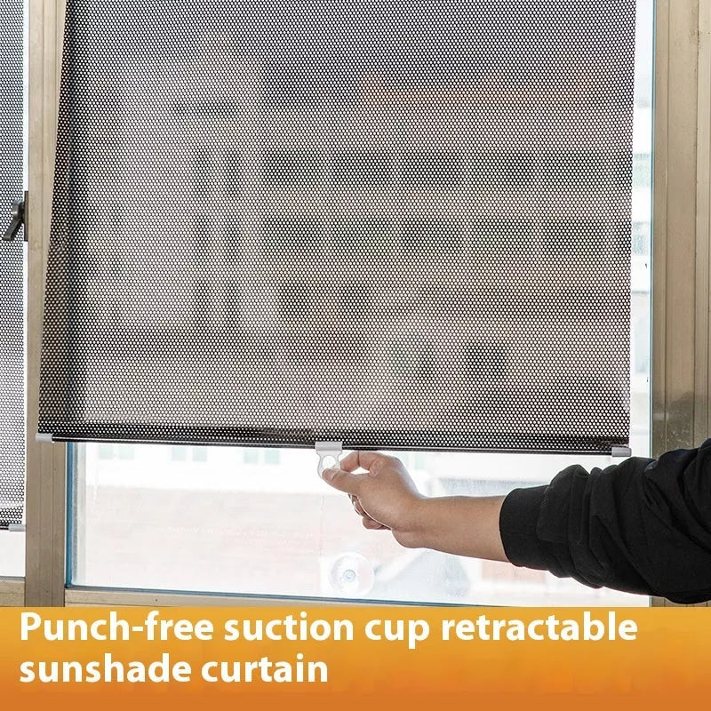 PVC household window sun protection shutter with suction cups in black dots and silver laser options
