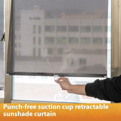 PVC household window sun protection shutter with suction cups in black dots and silver laser options