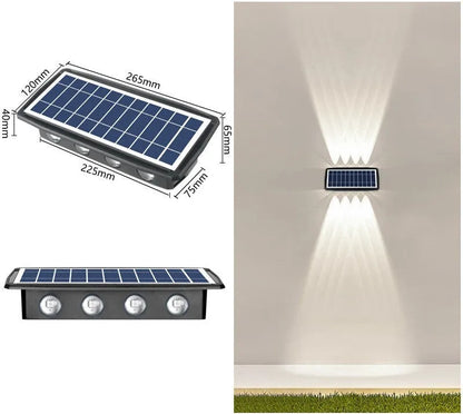 Solar outdoor wall light with 4 LED beads, ABS PC body, white warm yellow colour light options