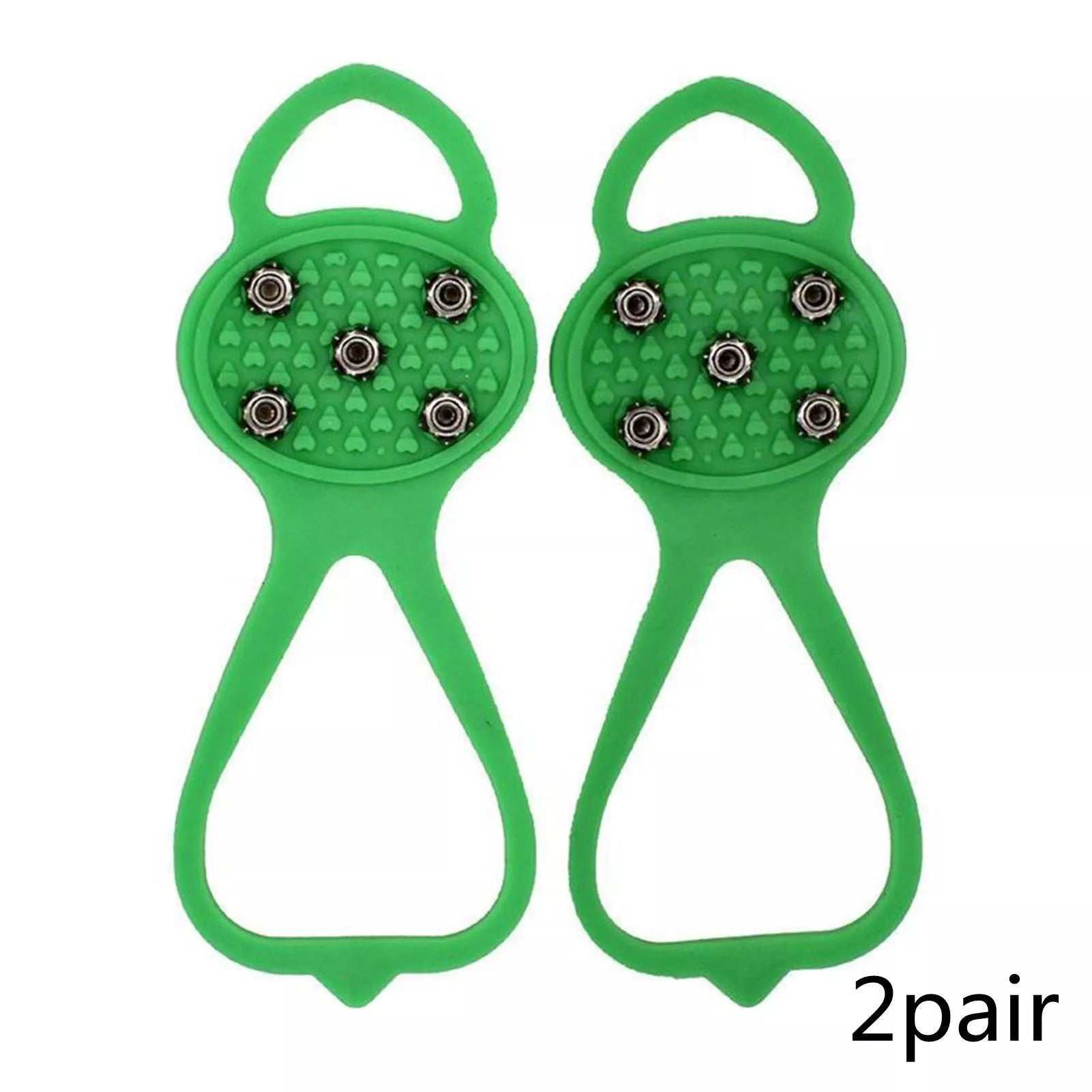 Unisex 5-toothed ice grippers for shoes, featuring durable rubber and steel teeth for superior traction on ice and snow.