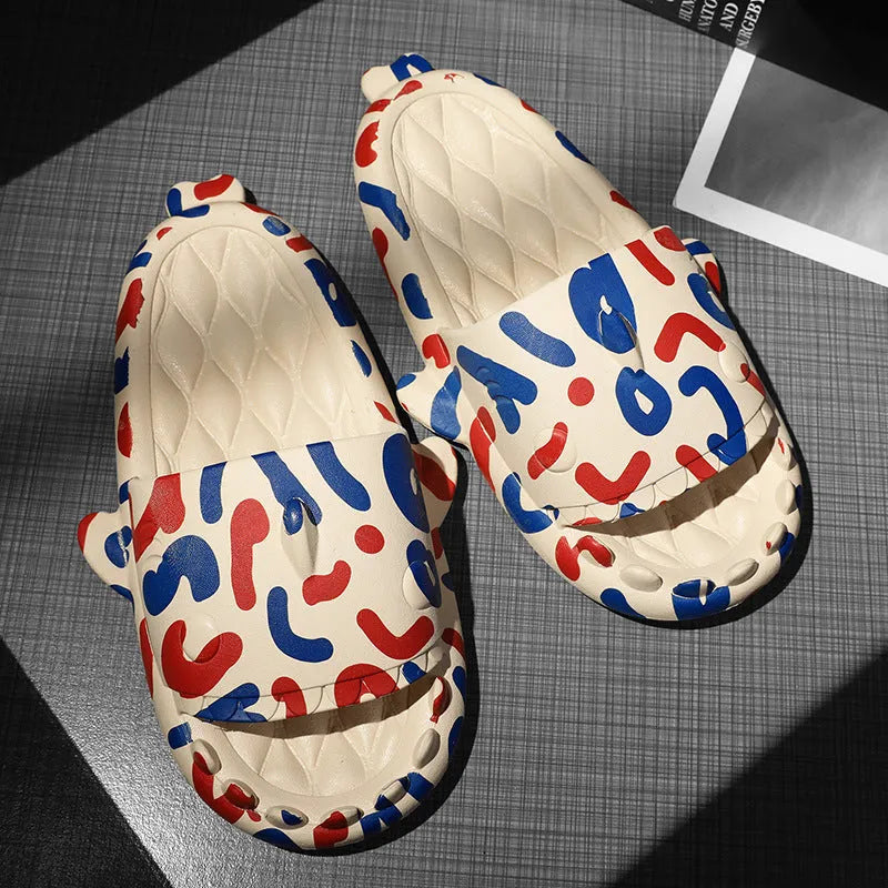 Shark-themed home slippers in EVA material, open-toe design, available in sizes 36-45 and multiple colours