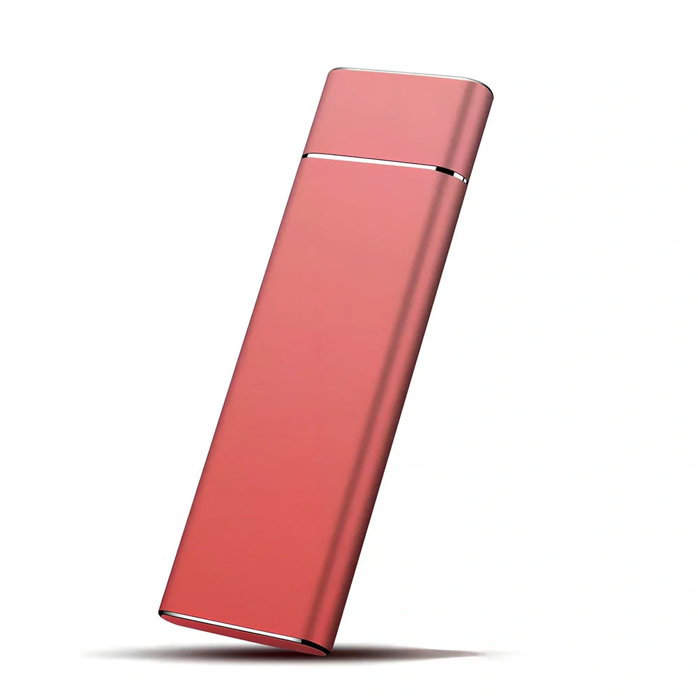 Portable solid state drive with metal shell showing colour options and compact 10.3cm size