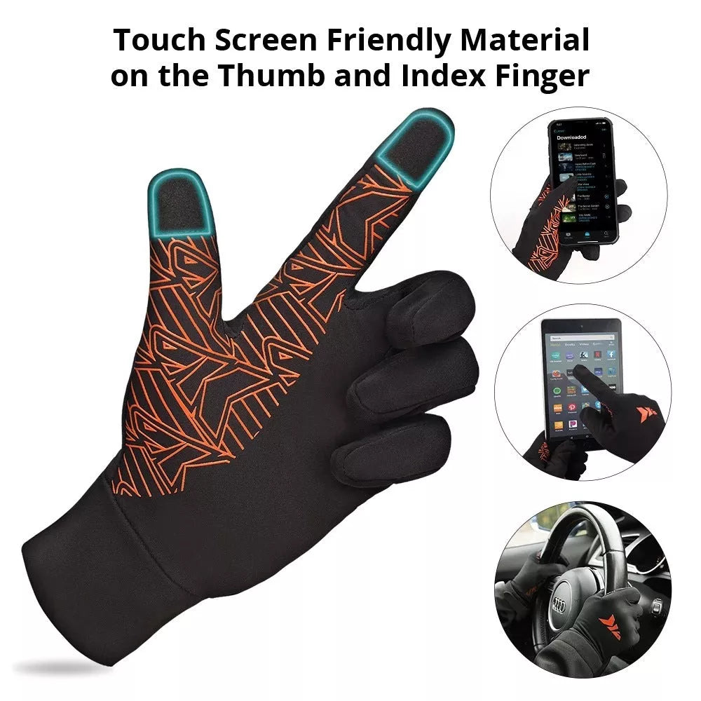 Winter fishing gloves with touch screen capability and anti-slip palm