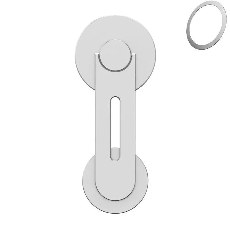 Silver magnetic phone holder mounted behind Tesla suspension screen showing 180-degree rotation adjustment