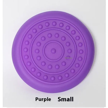 Rubber dog frisbee plastic pet toy in small and large sizes with multiple colour options