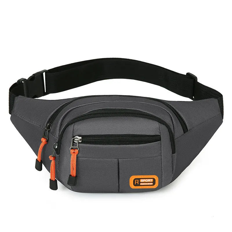 Large slanted chest bag in black, grey, blue, or green colours with water resistant functionality