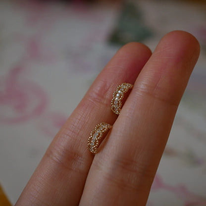 Small 925 silver ear bone stud earrings with gold or white gold electroplated finish
