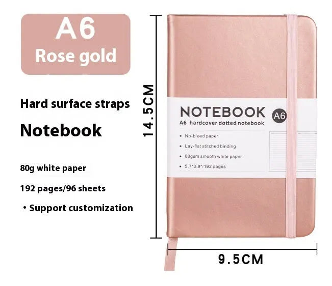 A5 skin feeling PU leather diary with strap closure and horizontal line pages in marble black colour