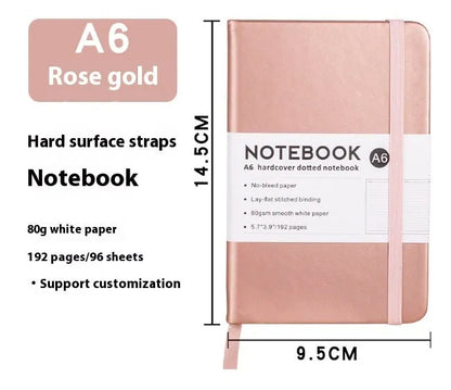 A5 skin feeling PU leather diary with strap closure and horizontal line pages in marble black colour