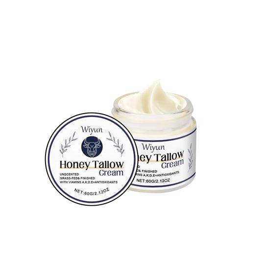 60g jar of Cow Fat Moisturising Cream with honey and vitamins A, D, E, K for skin hydration