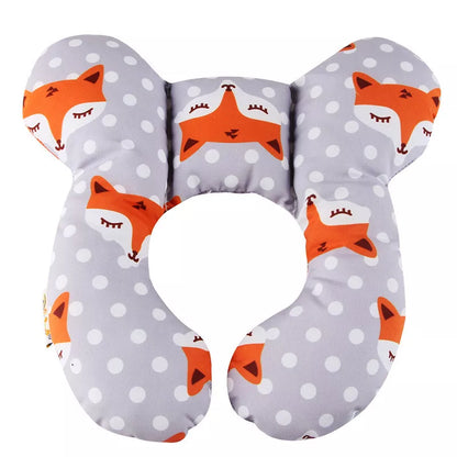Baby U-shape pillow with cartoon pattern for neck support during travel