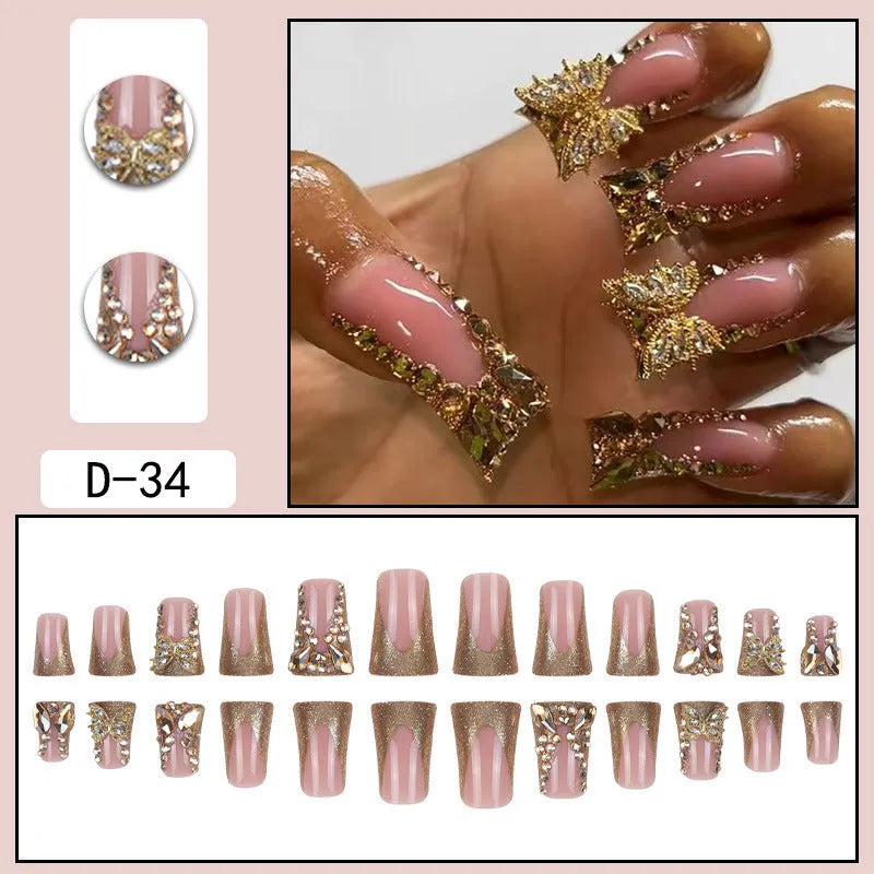 Golden Diamond In The Debris Butterfly patterned nail stickers and jelly glue tube.