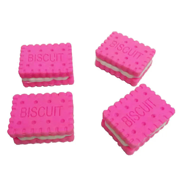 Sandwich biscuit shaped novelty eraser in brown, pink, green, or purple colours for DIY and decoration.