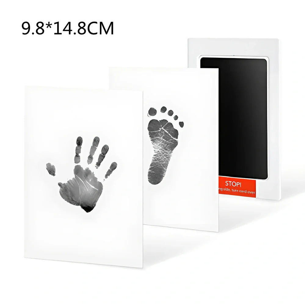 Disposable ink baby hand and foot print kit with six colour options and two size formats