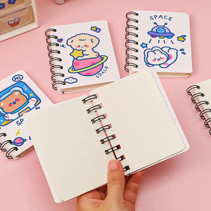 Astronaut Flipped Portable Pocket Notebook showing 10.5cm x 8cm dimensions with space character cover design