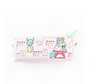 Leather pencil case, 22cm x 9.5cm x 7cm, zip closure, animal and fruit patterns, 18 colours