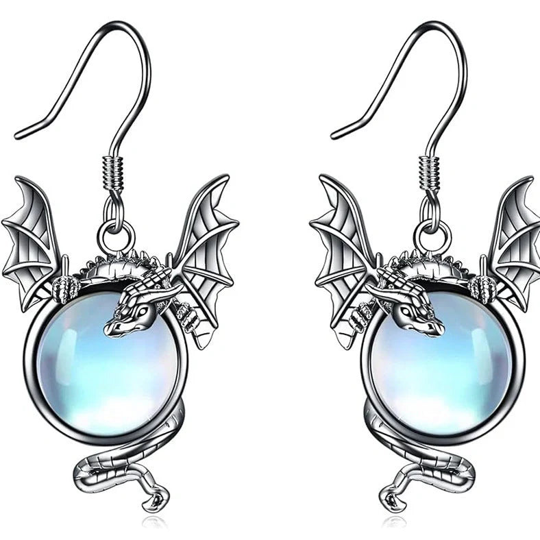 Zinc alloy dragon earrings with electroplating finish showing zodiac animal designs