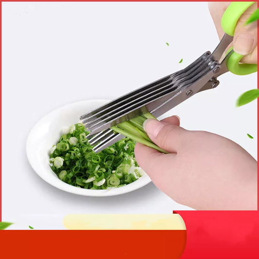 Stainless steel five-layer kitchen scissors for chopping green onions and shredding seaweed