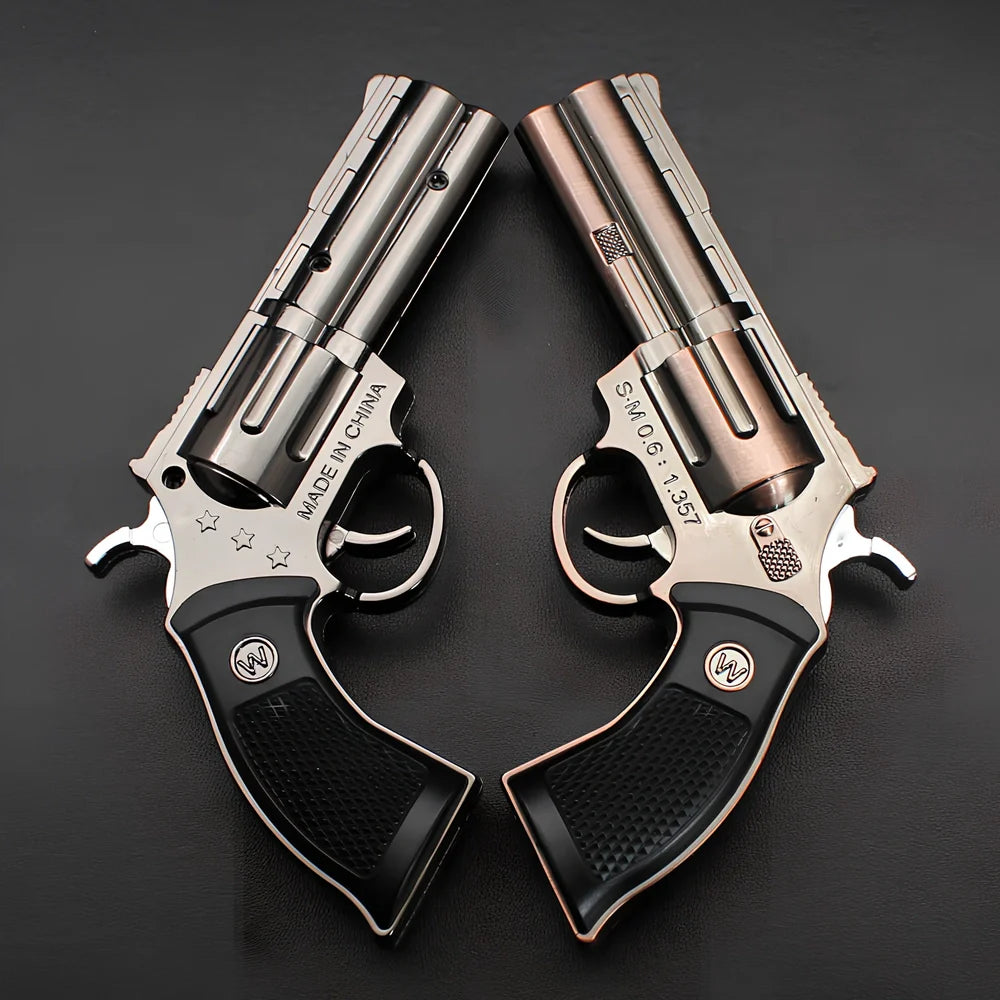 Windproof metal lighter with black finish measuring 8.5cm length with direct flame ignition