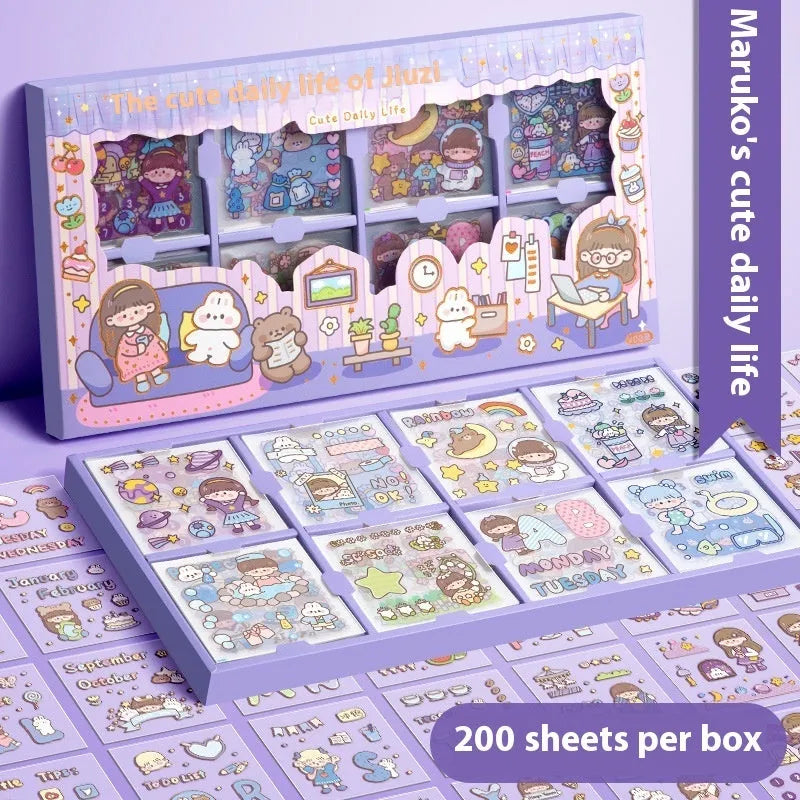 Sticker Goo Card Notebook open showing themed sticker sheets and colouring pages.