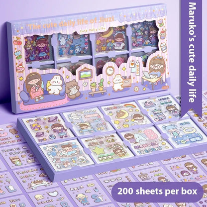 Sticker Goo Card Notebook open showing themed sticker sheets and colouring pages.