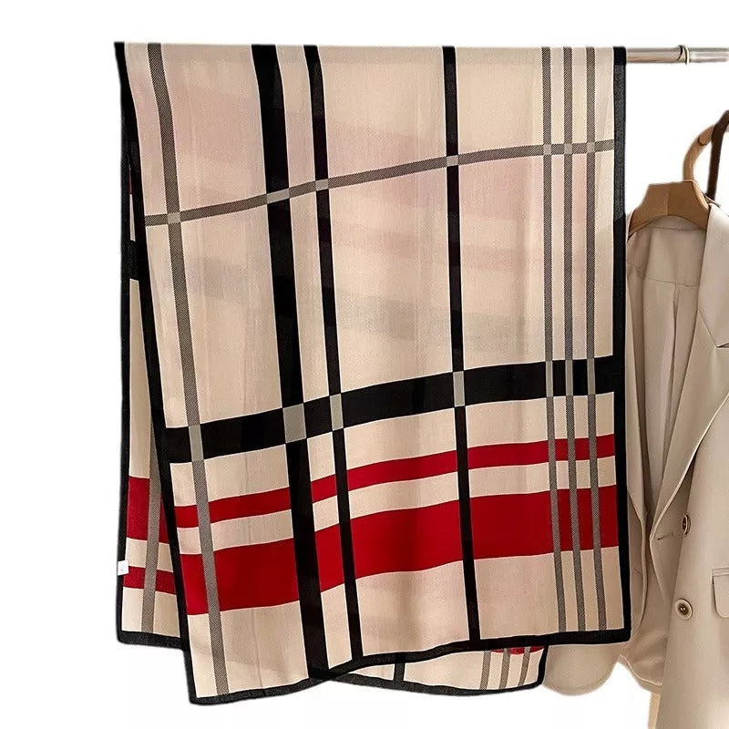 Winter scarf with unique tie-dye design in beige or khaki, 66 by 178 cm