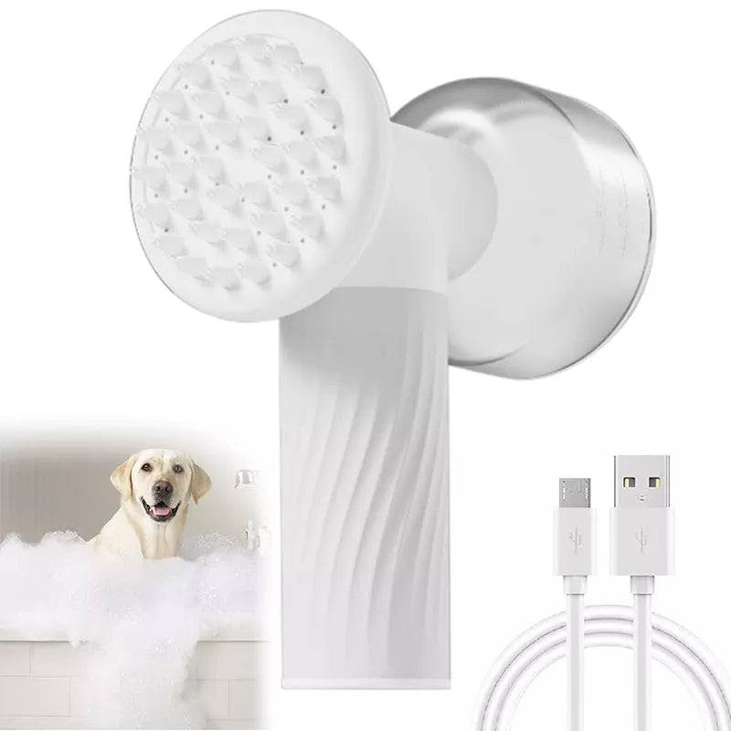 Automatic foaming pet bath brush with soap dispenser for dogs and cats