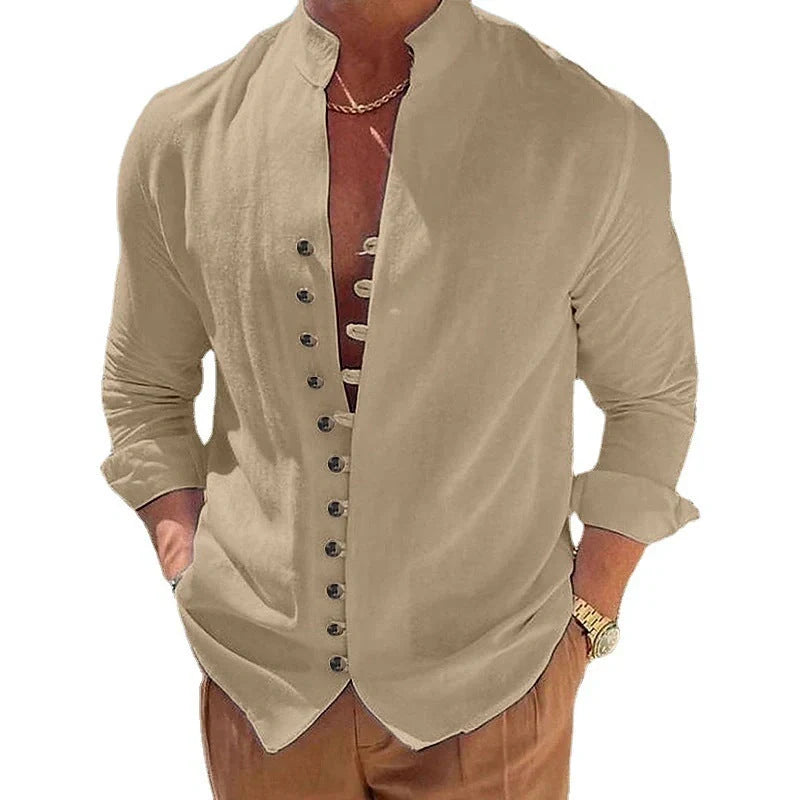 Breathable cotton linen long sleeve casual shirt in multiple colors