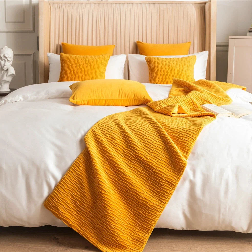 Pure cotton bed flag in various colours showing 45cm width coverage on UK standard bed