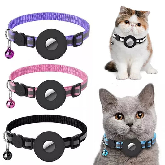 Waterproof reflective nylon collar holder for AirTag, available in multiple colors