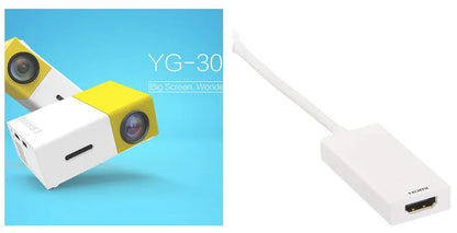 Compact black HD 1080P mini digital projector showing front projection design