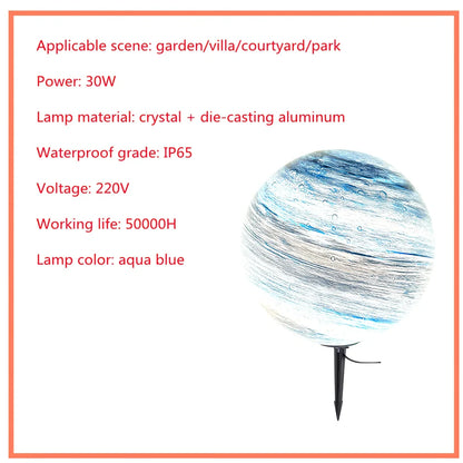 Solar-powered garden lamp in coffee colour with die-cast aluminium and crystal construction, 30cm height