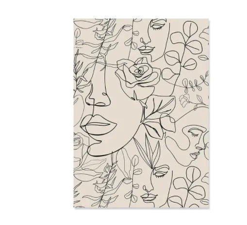 Abstract boho-style spray-painted animal canvas wall art on a white background