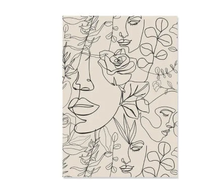 Abstract boho-style spray-painted animal canvas wall art on a white background