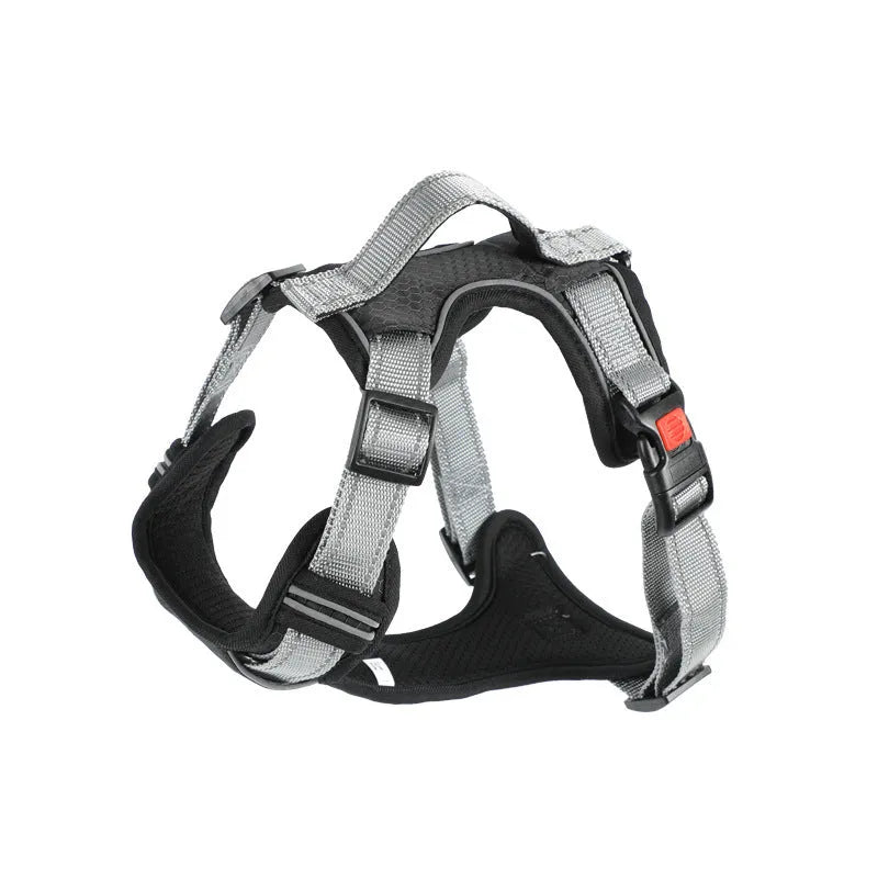 Polyester dog vest harness with hand-holding rope attachment in multiple colour options