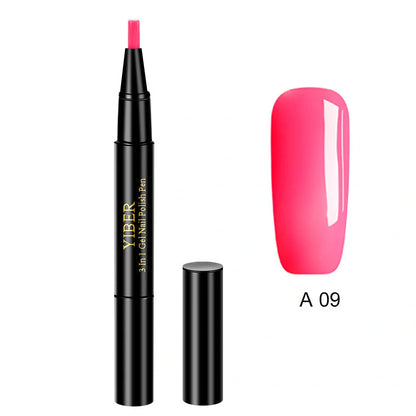 3-in-1 Gel Nail Varnish Pen with Glitter for One-Step Nail Art