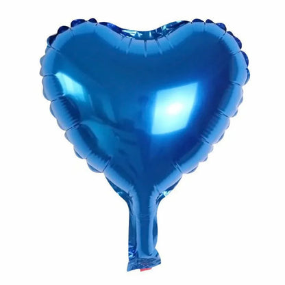 Five peach heart-shaped aluminium foil balloons in metallic colours showing 5-inch size